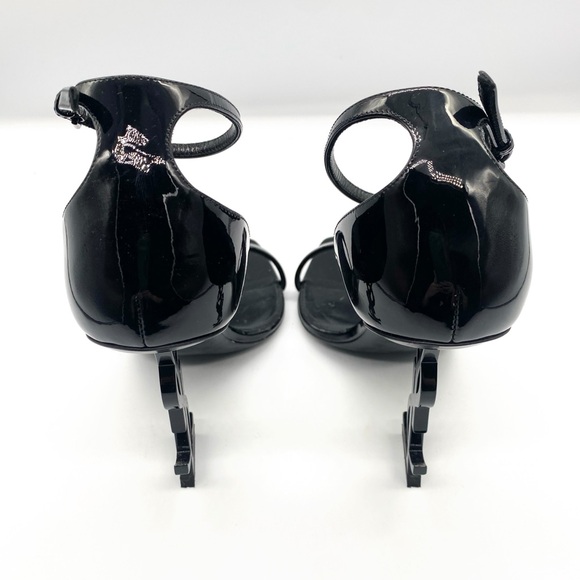SAINT LAURENT Laurent Opyum YSL Logo-Heel Sandals with Black Hardware - Picture 8 of 12